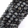 Natural Black Snowflake Obsidian Round Beads 15