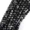 Natural Black Snowflake Obsidian Round Beads 15