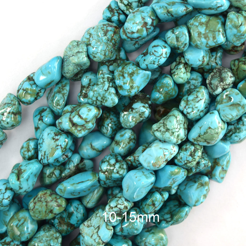 Blue Turquoise Pebble Nugget Beads 15" Strand 6-8mm 10-15mm 18-25mm 30-35mm