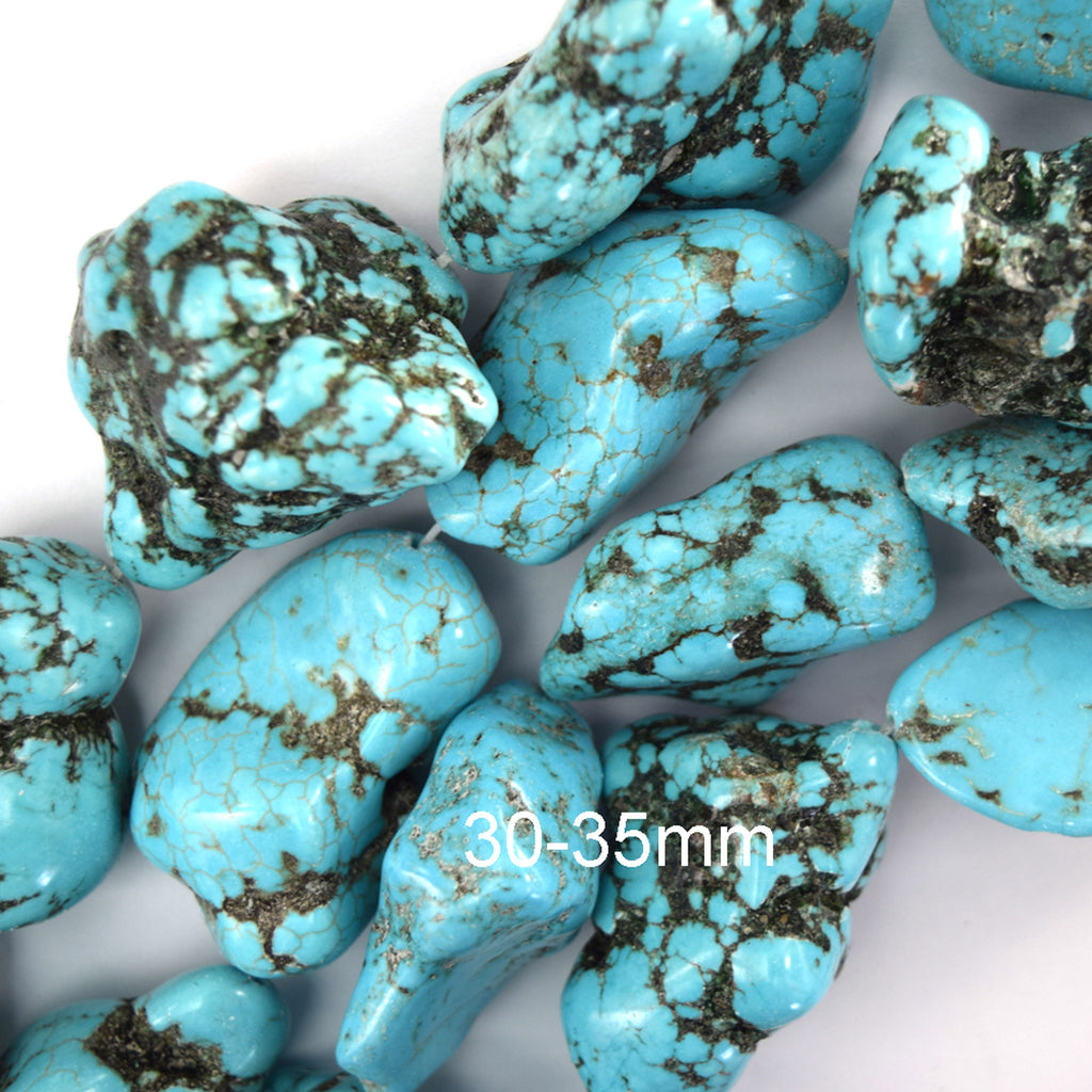 Blue Turquoise Pebble Nugget Beads 15" Strand 6-8mm 10-15mm 18-25mm 30-35mm