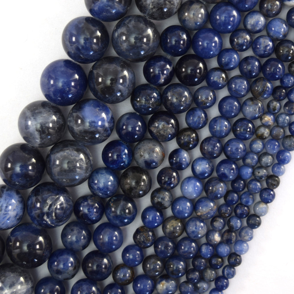 Natural Blue Sodalite Round Beads Gemstone 15" Strand 4mm 6mm 8mm 10mm 12mm