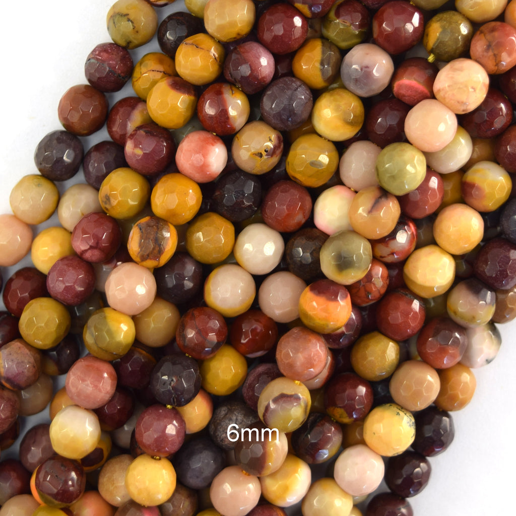 Natural Faceted Mookaite Round Beads 14.5" Strand 3mm 4mm 6mm 8mm 10mm 12mm