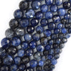Natural Faceted Blue Sodalite Round Beads Gemstone 14.5