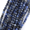 Natural Faceted Blue Sodalite Round Beads Gemstone 14.5