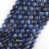 Natural Faceted Blue Sodalite Round Beads Gemstone 14.5