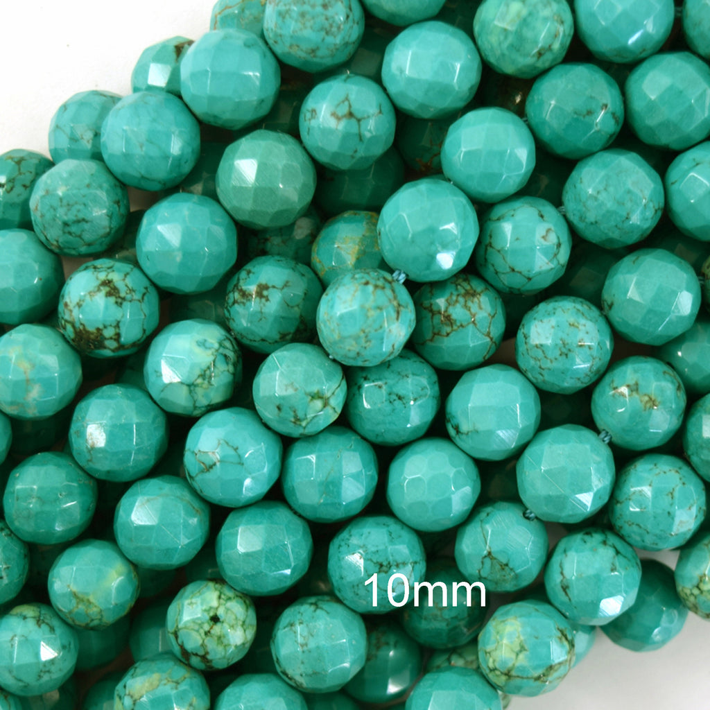 Faceted Green Turquoise Round Beads 15.5" Strand 2mm 3mm 4mm 6mm 8mm 10mm