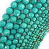 Faceted Green Turquoise Round Beads 15.5