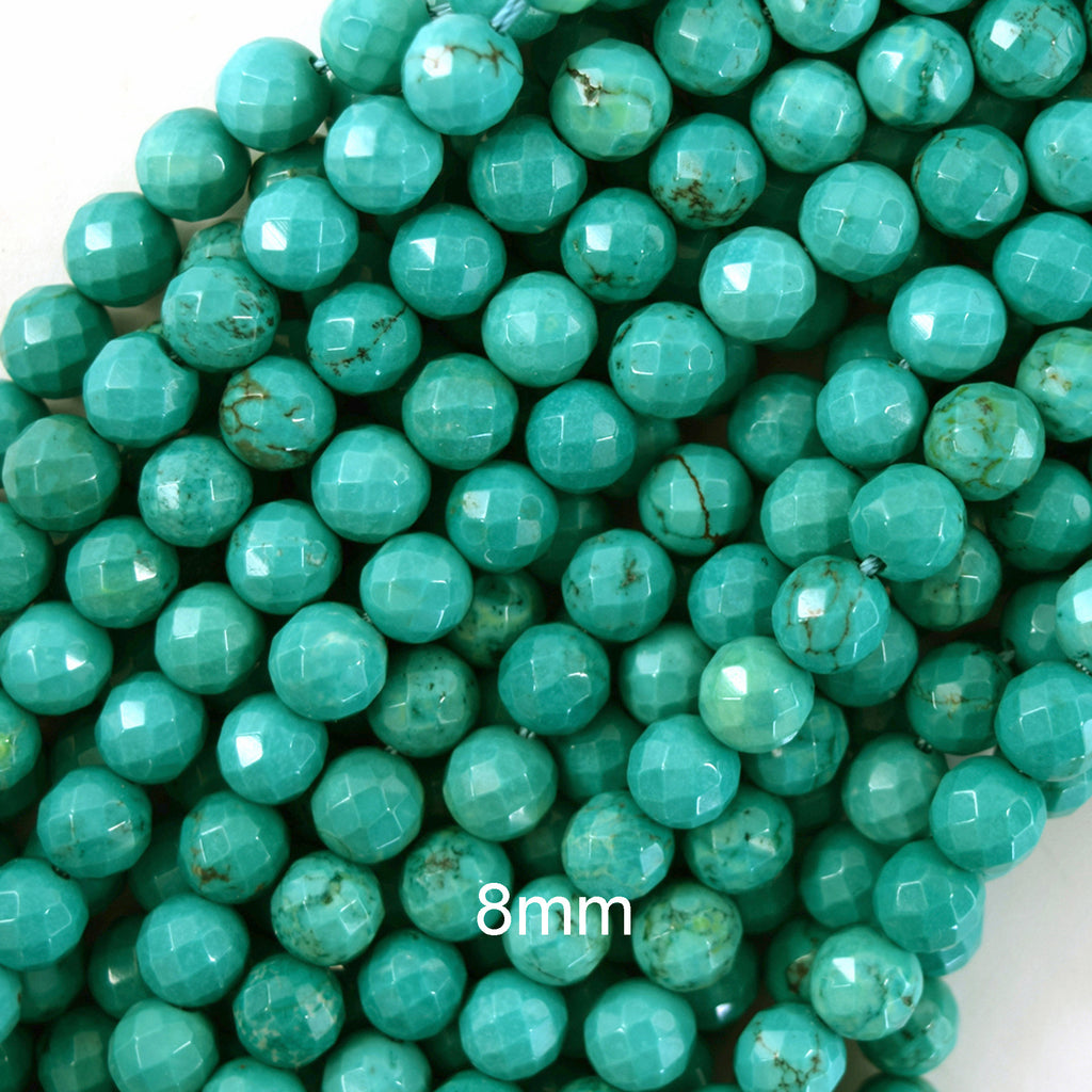 Faceted Green Turquoise Round Beads 15.5" Strand 2mm 3mm 4mm 6mm 8mm 10mm