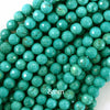 Faceted Green Turquoise Round Beads 15.5