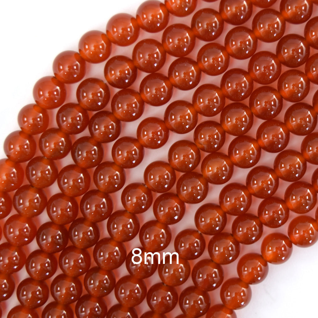 AA Orange Red Carnelian Round Beads Gemstone 15" Strand 6mm 8mm 10mm