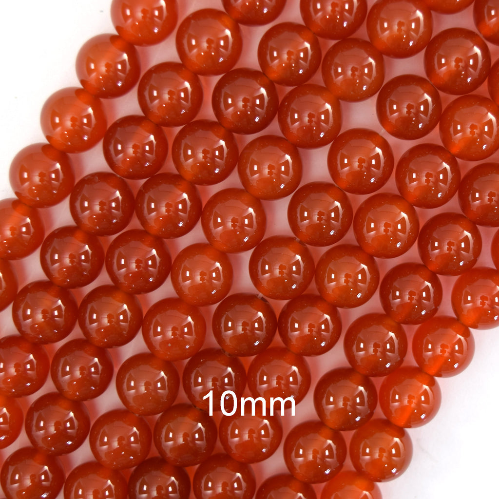 AA Orange Red Carnelian Round Beads Gemstone 15" Strand 6mm 8mm 10mm