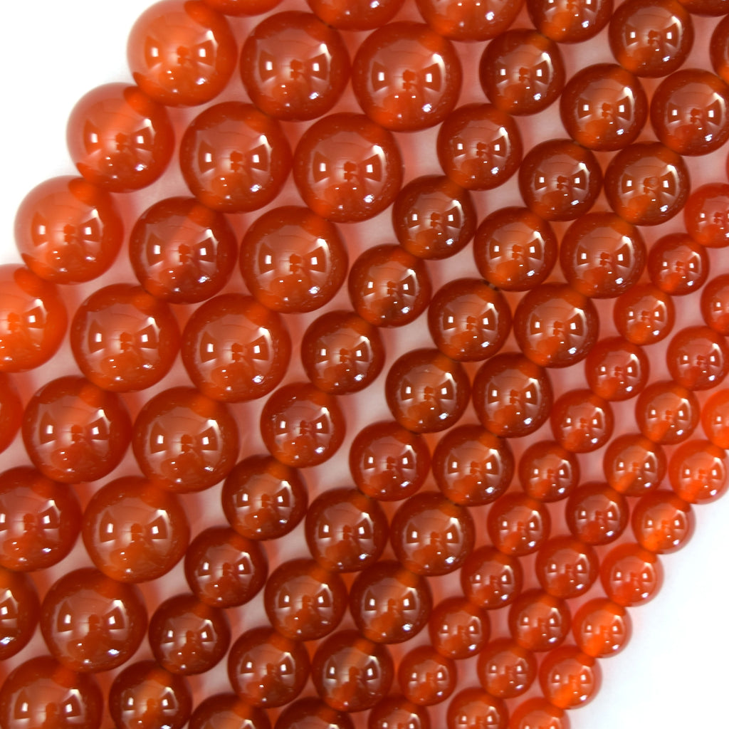 AA Orange Red Carnelian Round Beads Gemstone 15" Strand 6mm 8mm 10mm