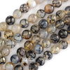 Black Dragon Vein Agate Round Beads Gemstone 15