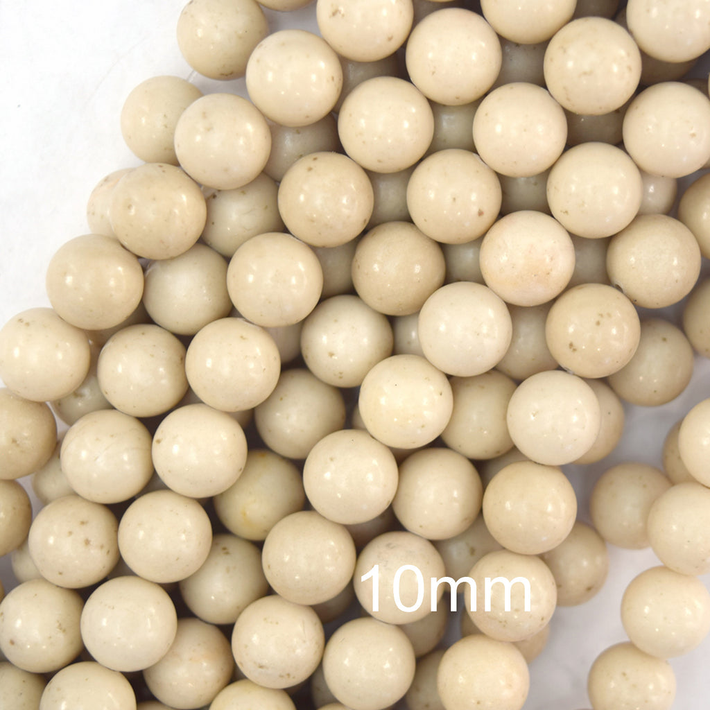 Natural Cream River Stone Round Beads Gemstone 15" Strand 6mm 8mm 10mm