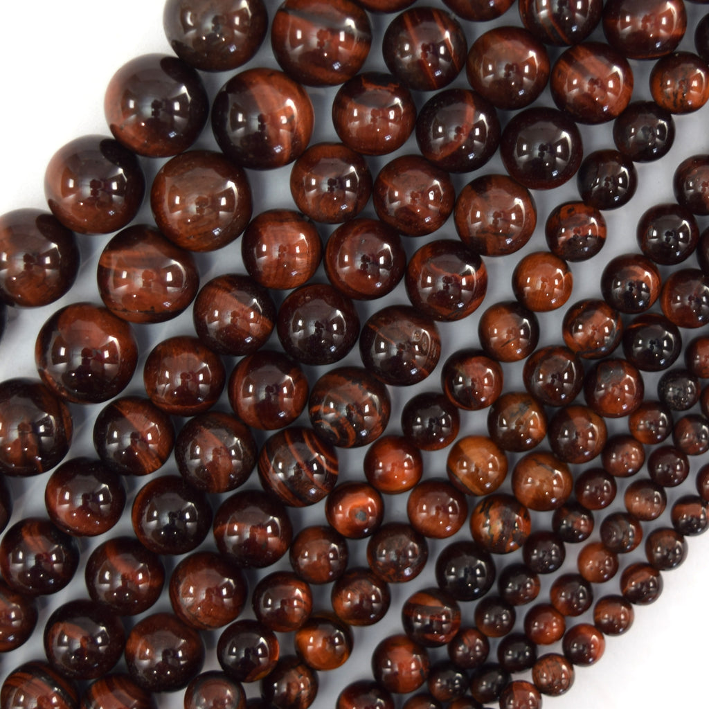 Red Tiger Eye Round Beads Gemstone 15" Strand 4mm 6mm 8mm 10mm