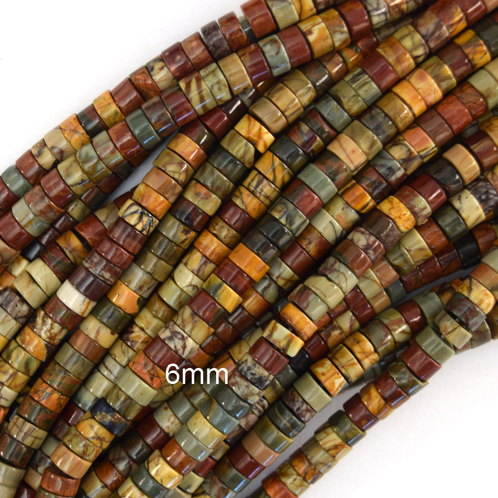 Natural Multicolor Picasso Jasper Heishi Disc Beads 15" Strand 4mm 6mm 8mm