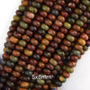 Natural Red Creek Picasso Jasper Rondelle Button Beads 15.5
