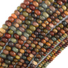 Natural Red Creek Picasso Jasper Rondelle Button Beads 15.5