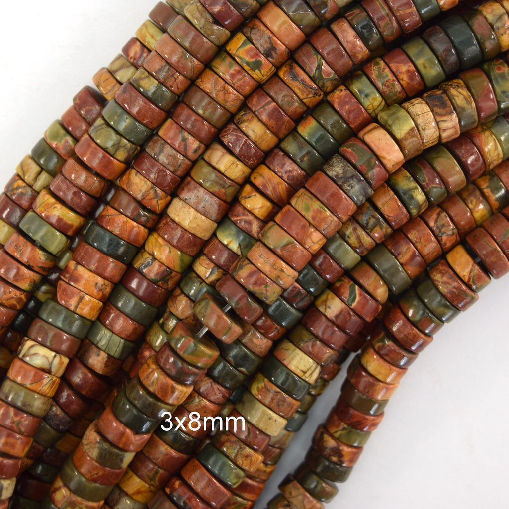 Natural Multicolor Picasso Jasper Heishi Disc Beads 15" Strand 4mm 6mm 8mm