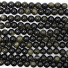 Natural Black Gold Obsidian Round Beads 15.5