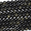 Natural Black Gold Obsidian Round Beads 15.5