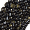 Natural Black Gold Obsidian Round Beads 15.5