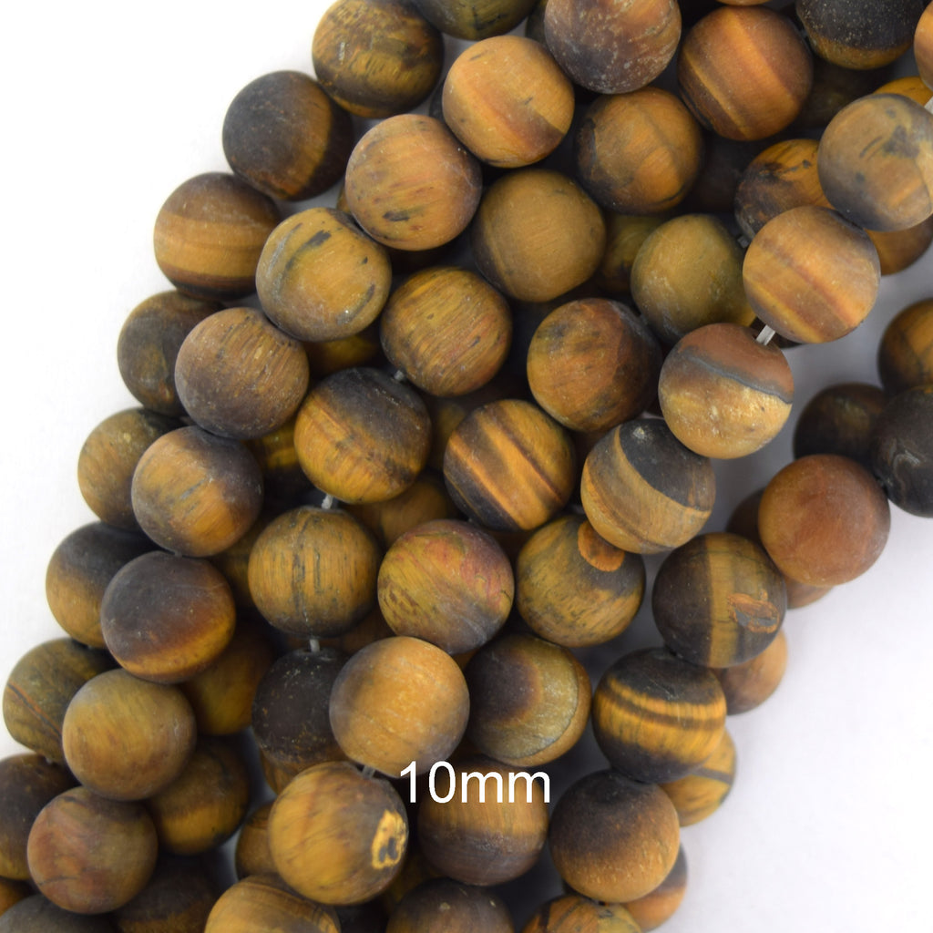 Natural Matte Tiger Eye Round Beads Gemstone 15" Strand 6mm 8mm 10mm