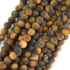 Natural Matte Tiger Eye Round Beads Gemstone 15