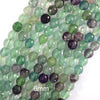 Natural Faceted Rainbow Fluorite Round Beads Gemstone 14.5