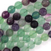 Natural Faceted Rainbow Fluorite Round Beads Gemstone 14.5