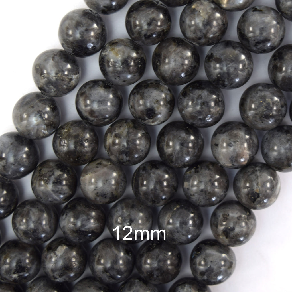 Natural Gray Labradorite Larvikite Round Beads 15" Strand 4mm 6mm 8mm 10mm 12mm