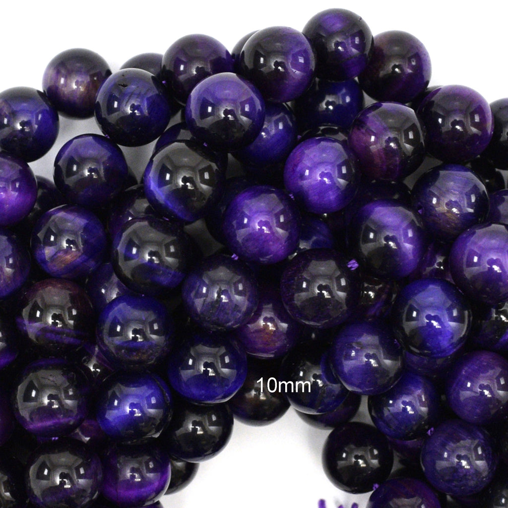 AA Purple Tiger Eye Round Beads Gemstone 15" Strand 4mm 6mm 8mm 10mm 12mm