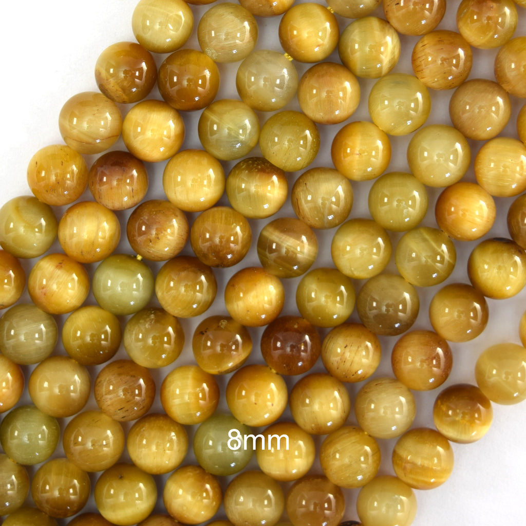 AA Gold Tiger Eye Round Beads Gemstone 15" Strand 4mm 6mm 8mm 10mm 12mm