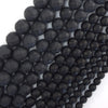 Matte Faceted Black Onyx Round Beads Gemstone 14.5