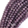 Natural Purple Lepidolite Round Beads Gemstone 15