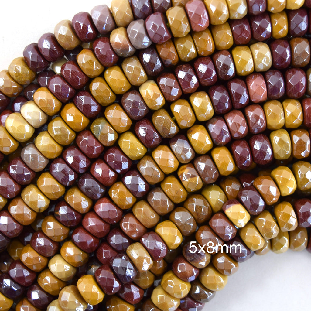 5x8mm Mystic Titanium Faceted Gemstone Rondelle Button Beads 15" Strand 8mm