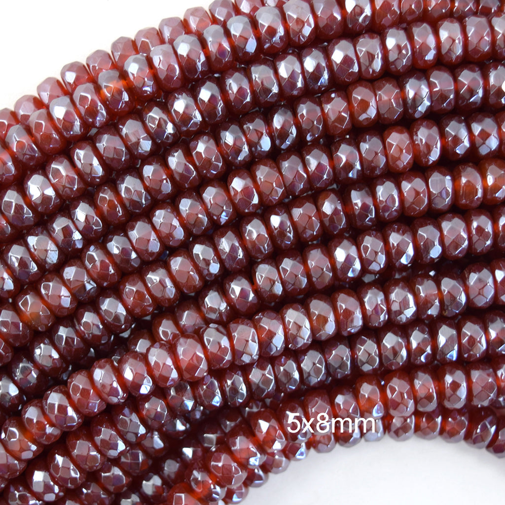 5x8mm Mystic Titanium Faceted Gemstone Rondelle Button Beads 15" Strand 8mm