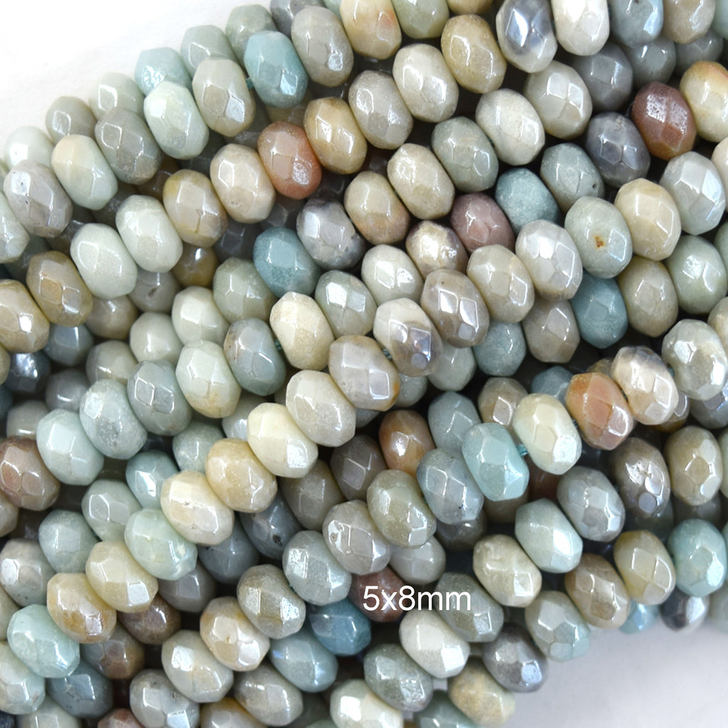 5x8mm Mystic Titanium Faceted Gemstone Rondelle Button Beads 15" Strand 8mm