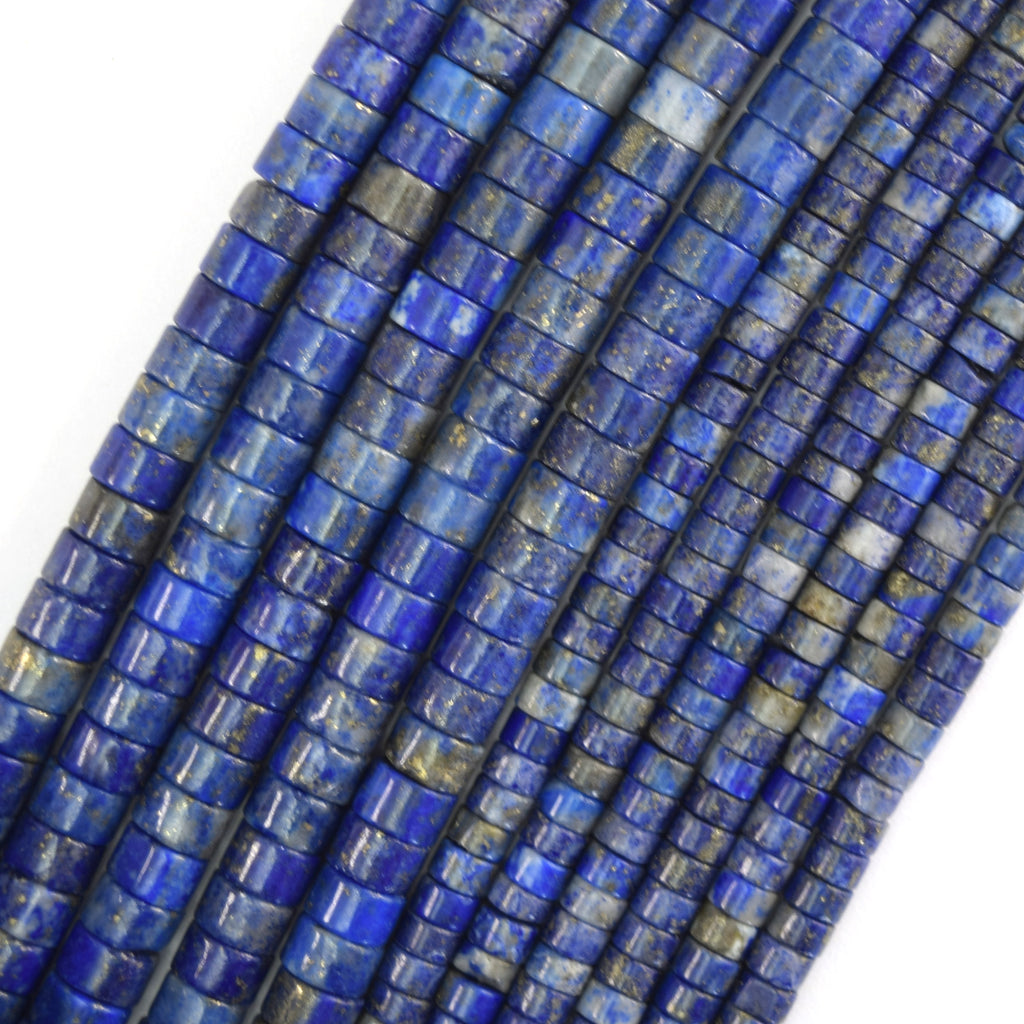 Natural Blue Lapis Lazuli Heishi Disc Beads Gemstone 15" Strand 4mm 6mm