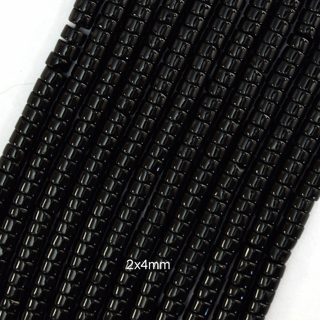 Black Onyx Heishi Disc Beads Gemstone 15" Strand 4mm 6mm