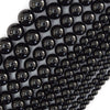 AA Natural Black Tourmaline Round Beads Gemstone 15