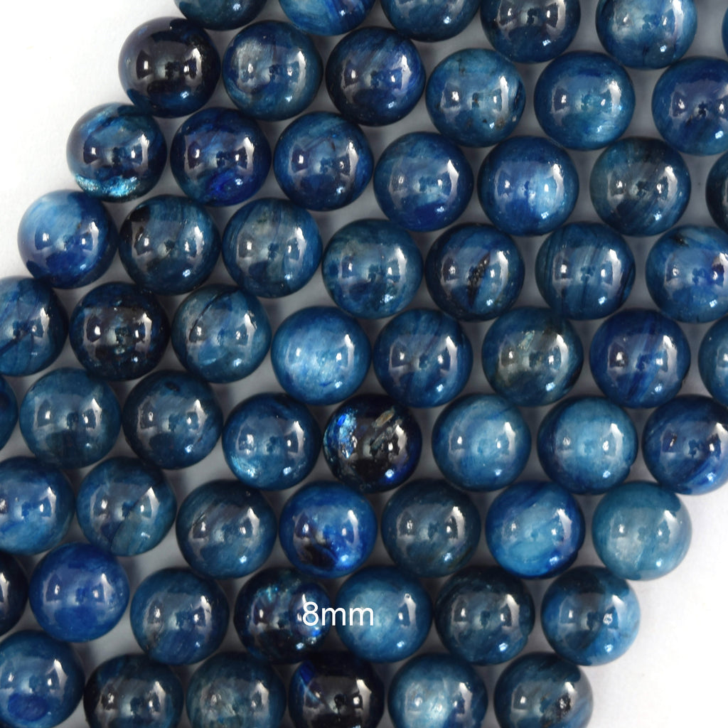 AA Blue Kyanite Round Beads Gemstone 15.5" Strand 4mm 6mm 8mm