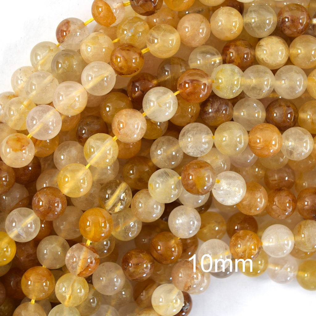 Natural Golden Healer Quartz Round Beads Gemstone 15.5" Strand 6mm 8mm 10mm
