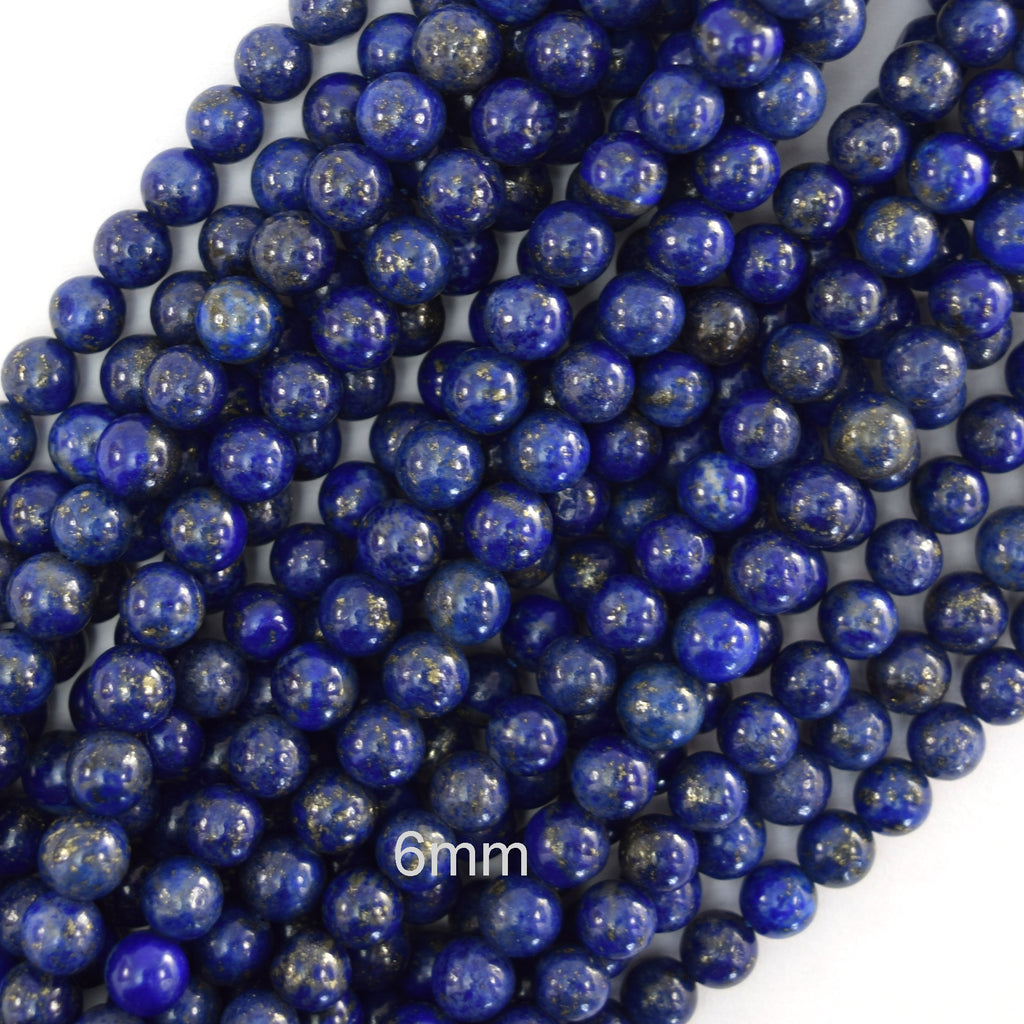 AA Natural Blue Lapis Lazuli Round Beads Gemstone 15" Strand 4mm 6mm 8m 10mm