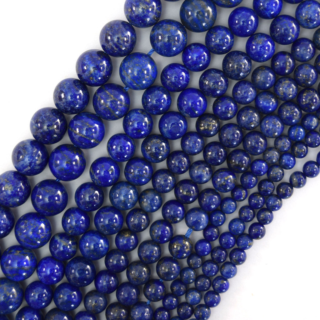 AA Natural Blue Lapis Lazuli Round Beads Gemstone 15" Strand 4mm 6mm 8m 10mm