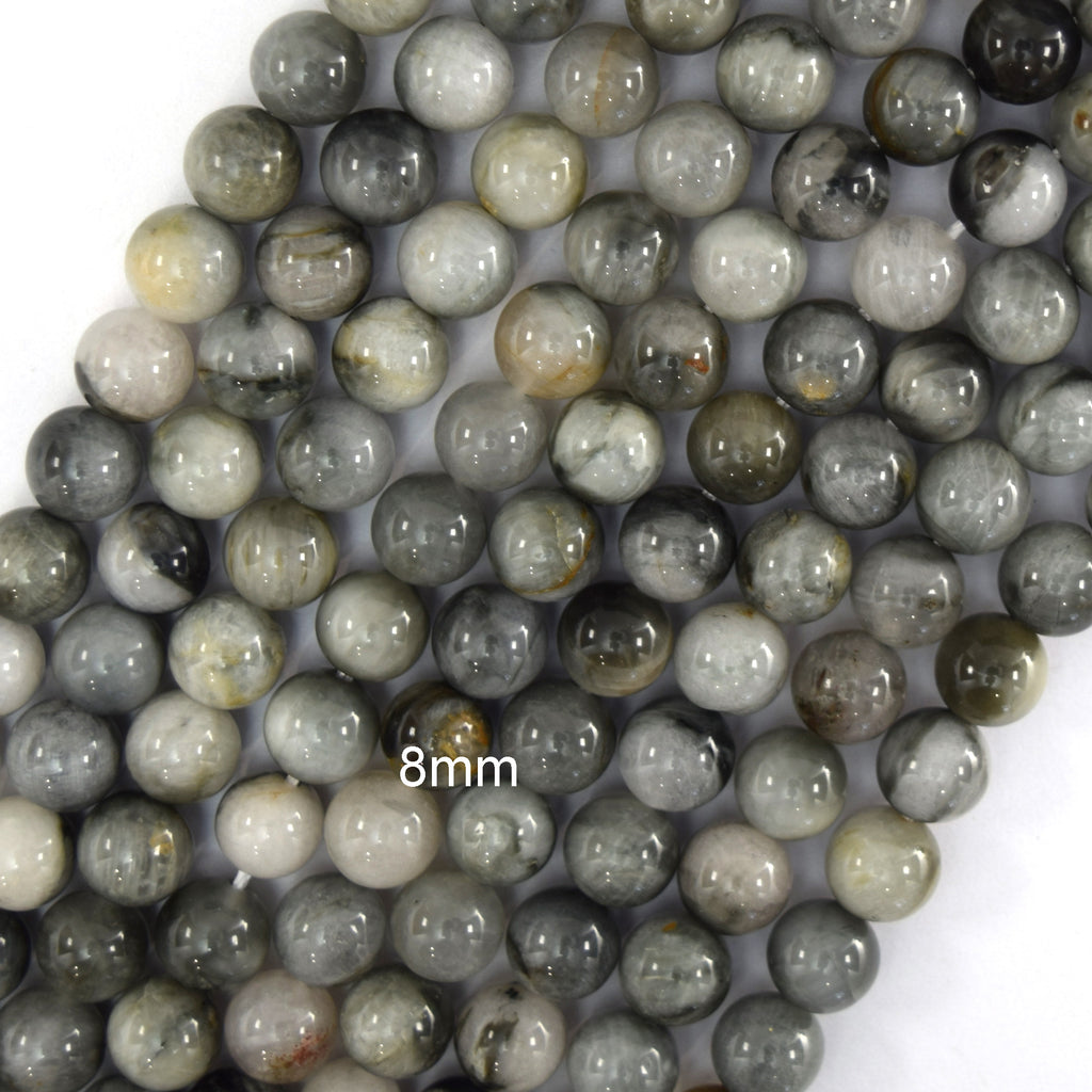 Natural Gray Hawk Eye Round Beads 15.5" Strand Eagle Eye 6mm 8mm 10mm 12mm S2