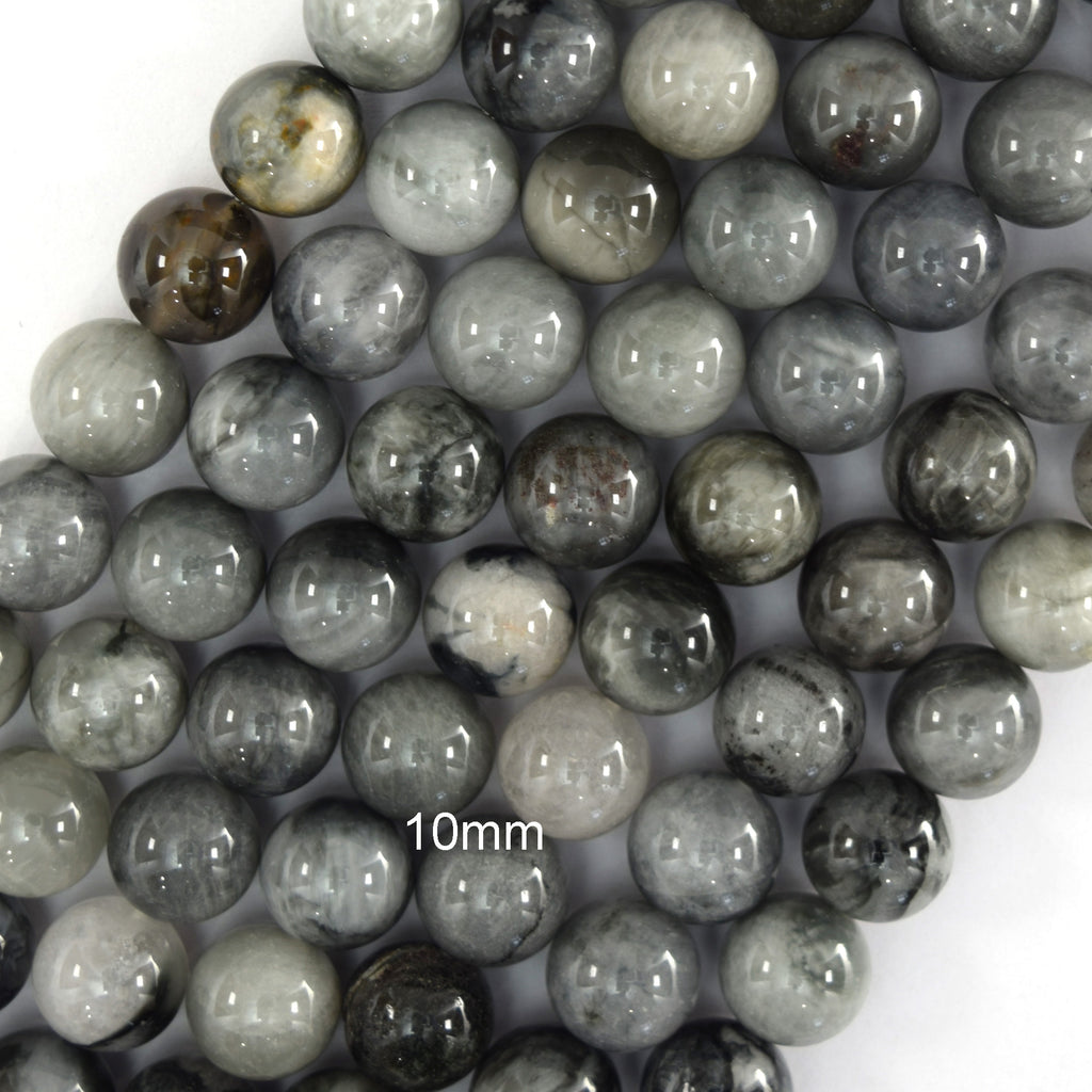 Natural Gray Hawk Eye Round Beads 15.5" Strand Eagle Eye 6mm 8mm 10mm 12mm S2