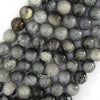 Natural Gray Hawk Eye Round Beads 15.5