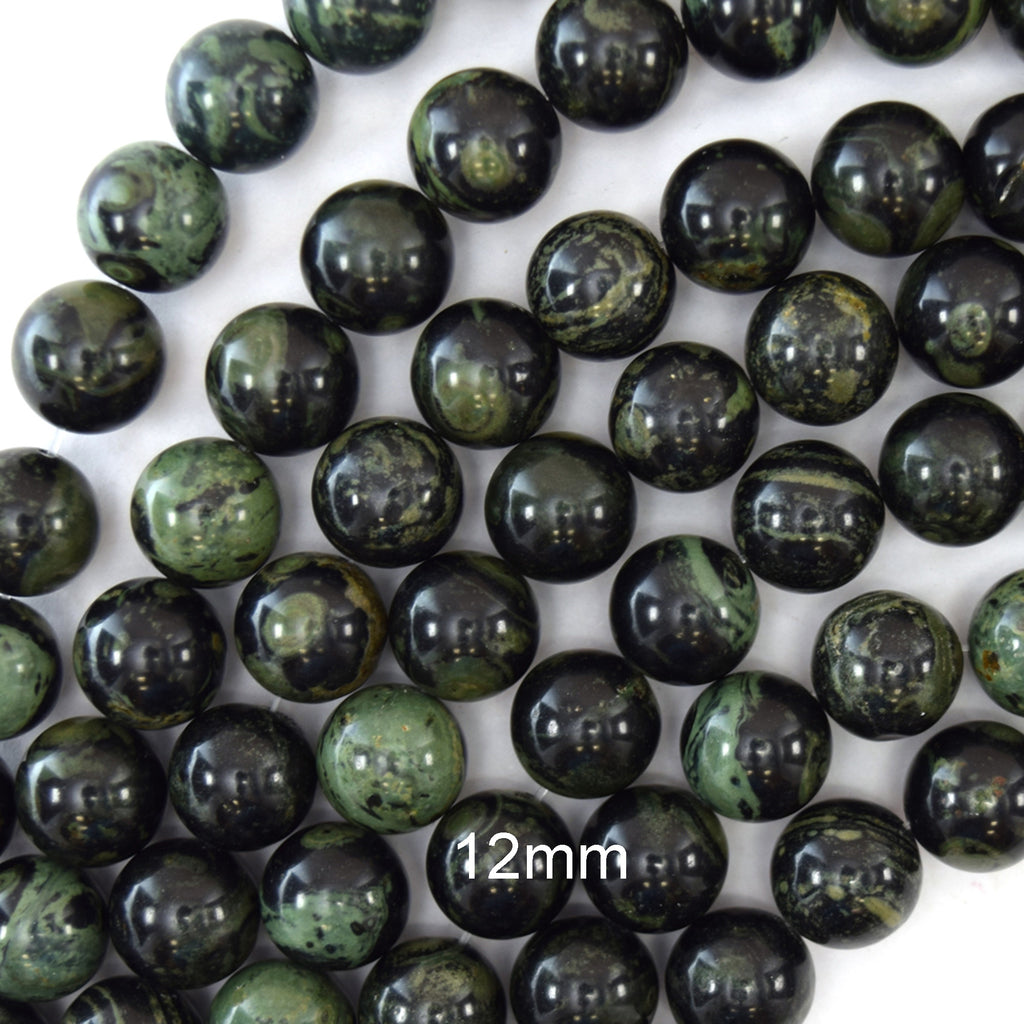 Natural Green Kambaba Jasper Round Beads Gemstone 15" Strand 6mm 8mm 10mm 12mm