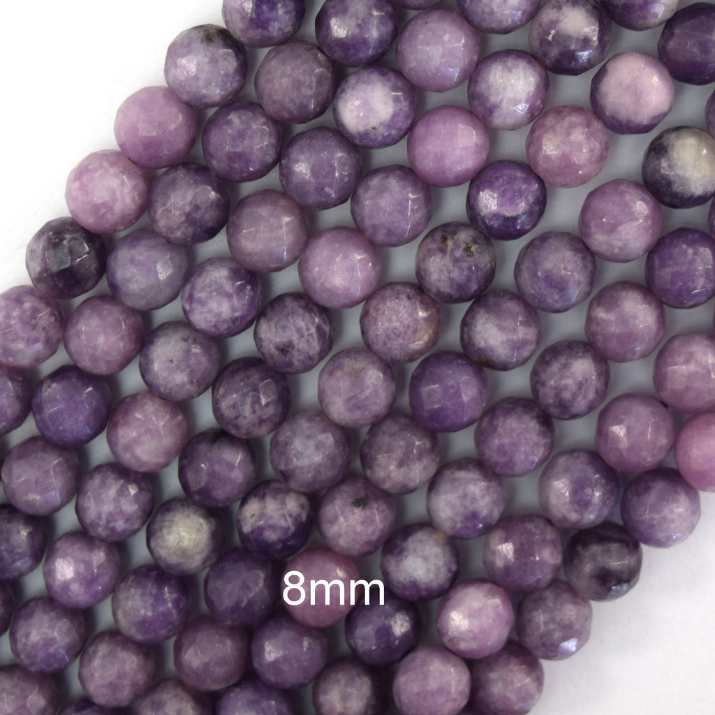 Natural Faceted Purple Lepidolite Round Beads Gemstone 15" 4mm 6mm 8mm 10mm